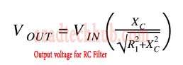 Output Voltage of RC Low Pass Filter. 