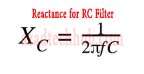 Formula for Reactance of RC Low Pass Filter. 