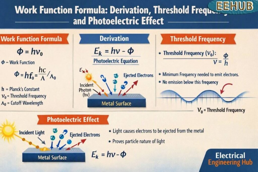 Work Function Formula: Derivation, Threshold Frequency and Photoelectric Effect 1 Work Function Formula Derivation, Threshold Frequency and Photoelectric Effect
