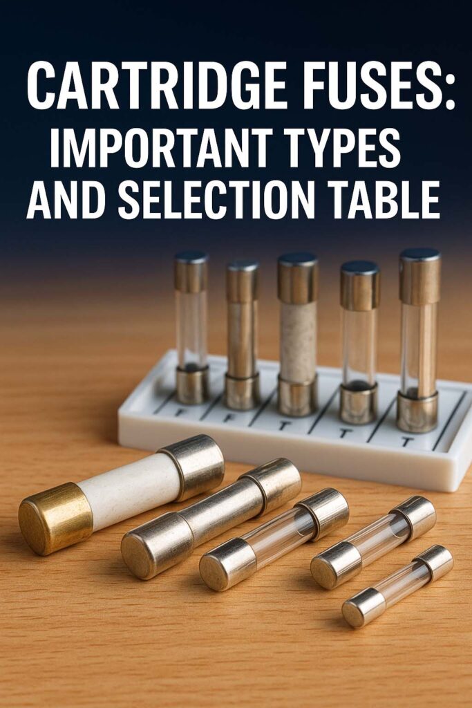 Cartridge Fuses: Important Types and Selection Table 3 Cartridge Fuses: Important Types and Selection Table