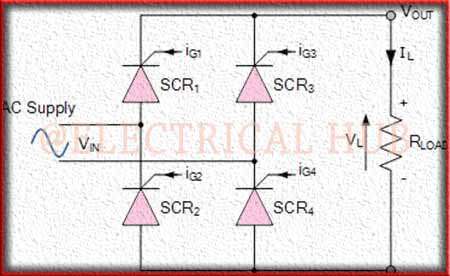 Thyristor Rectifier Circuit - Visual representation of a thyristor-based rectifier circuit.