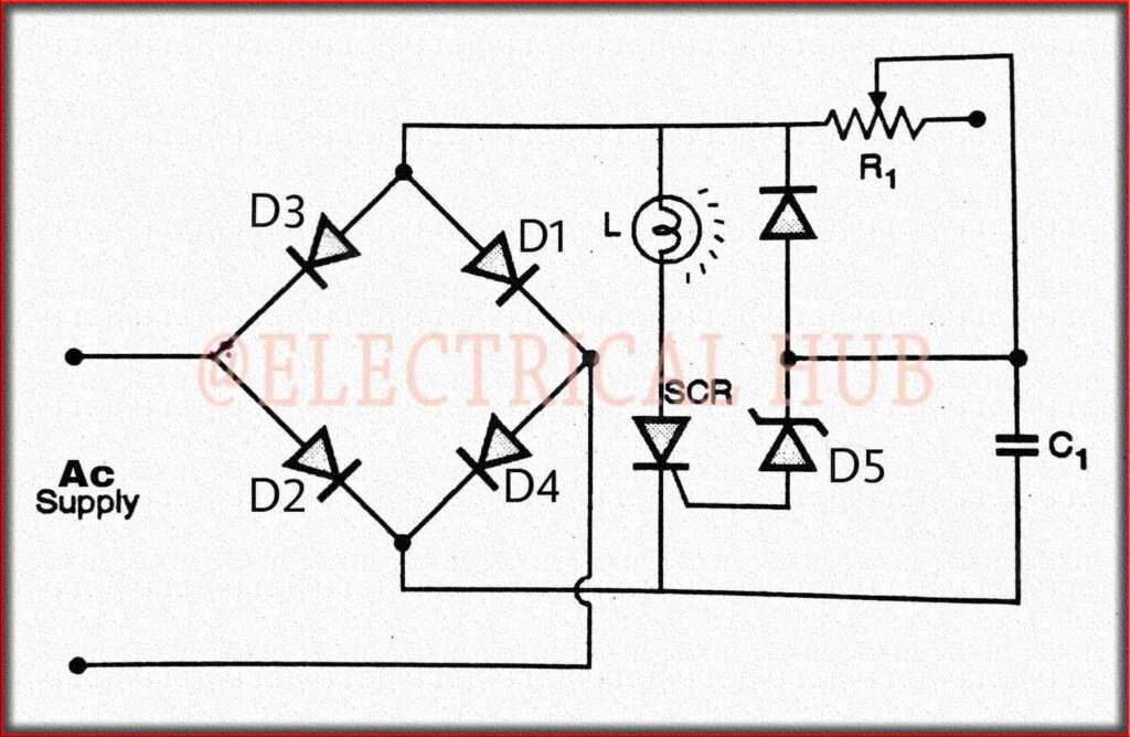 Thyristor Dimmer - Visual representation of a thyristor-based dimmer circuit for lighting control.