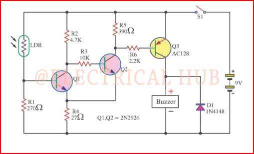 Circuit Diagram with Light Dependent Resistor (LDR)