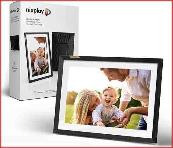 Nixplay 10.1” Digital Touch Screen Picture Frame - Black/White Matte