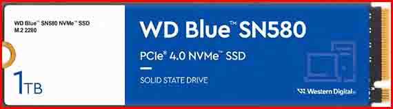 Western Digital 1TB WD Blue SN580 NVMe Internal SSD