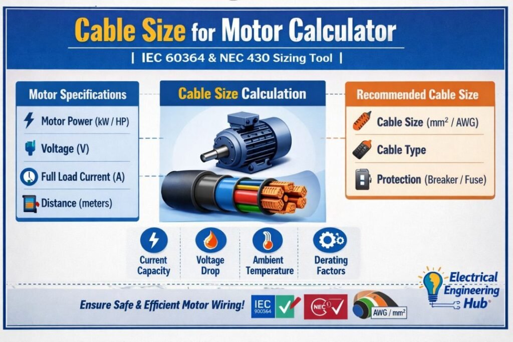 Cable Size for Motor Calculator  IEC 60364 & NEC 430 Sizing Tool