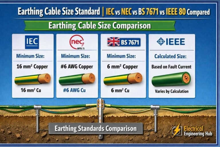 Earthing Cable Size Standard | IEC vs NEC vs BS 7671 vs IEEE 80 Compared 1 Earthing Cable Size Standard IEC vs NEC vs BS 7671 vs IEEE 80 Compared