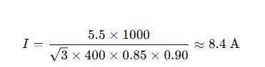 Example Calculation Using a Cable Size for Motor Calculator