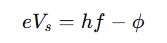 Work Function and Stopping Potential Relation