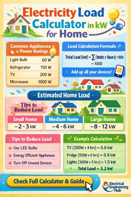 Electricity Load Calculator in kW for Home 1 Electricity Load Calculator in kW for Home