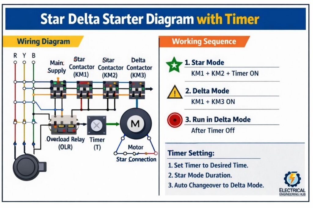 Star Delta Starter Diagram with Timer 1 Star Delta Starter Diagram with Timer