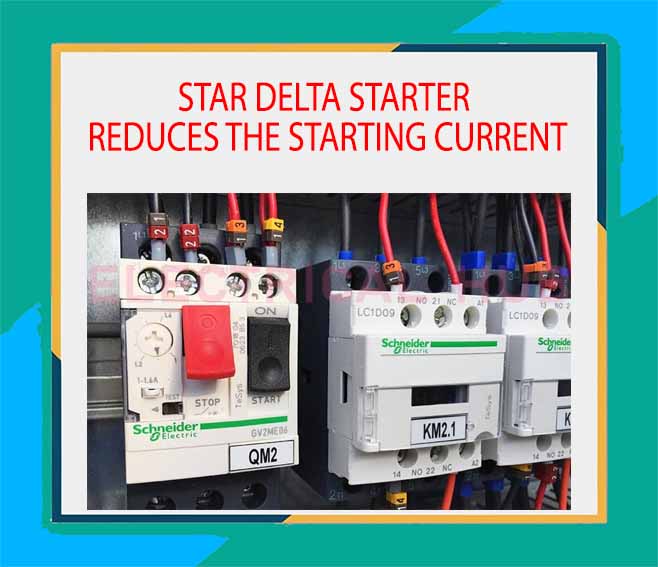 How does the star delta starter reduce the starting current