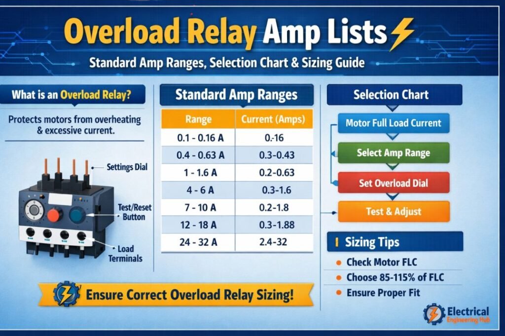 Overload Relay Amp Lists: Standard Amp Ranges, Selection Chart & Sizing Guide 1 Overload Relay Amp Lists Standard Amp Ranges, Selection Chart & Sizing Guide