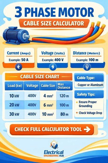 3 Phase Motor Cable Size Calculator