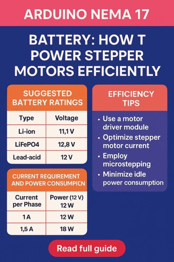 Arduino NEMA 17 Battery How to Power Stepper Motors Efficiently