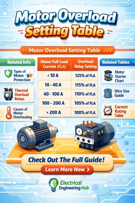 Motor Overload Setting Table