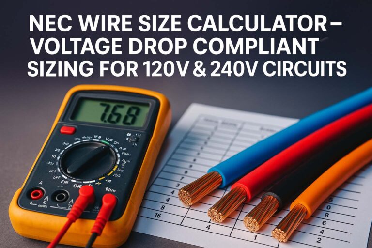 NEC Wire Size Calculator – Voltage Drop Compliant Sizing for 120V & 240V Circuits