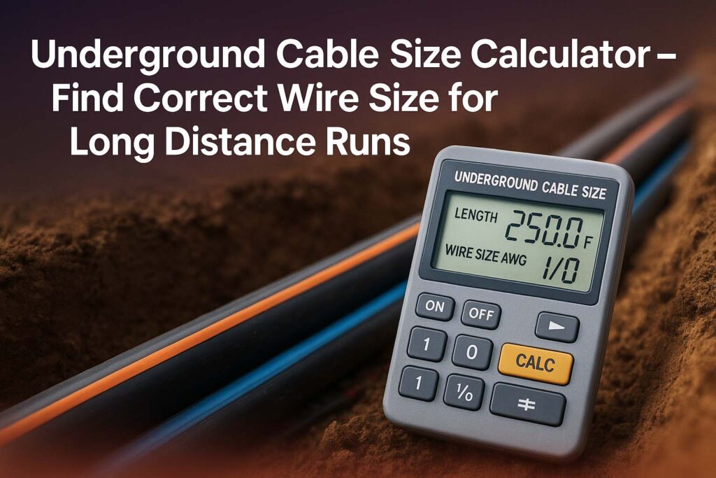 Underground Cable Size Calculator – Find Correct Wire Size for Long Distance Runs 1 Underground Cable Size Calculator – Find Correct Wire Size for Long Distance Runs