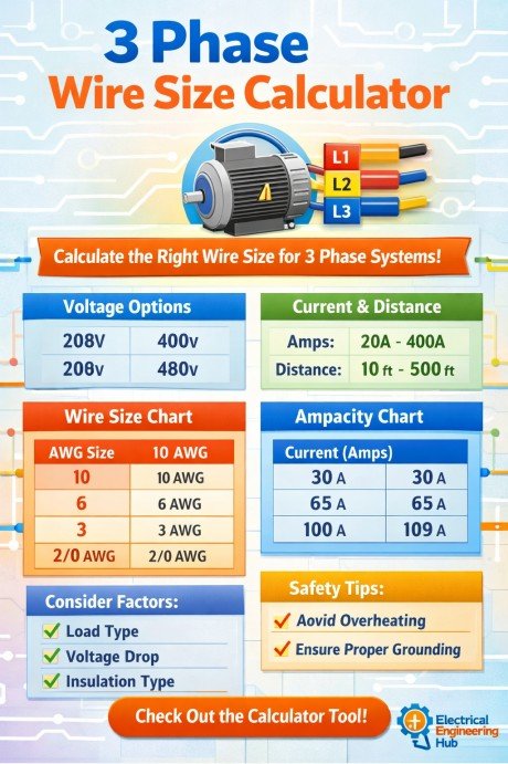 3 Phase Wire Size Calculator