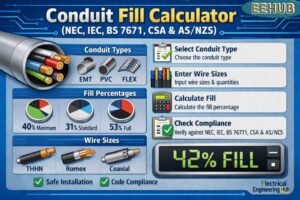 Conduit Fill Calculator (NEC, IEC, BS 7671, CSA & AS/NZS) 2 Conduit Fill Calculator NEC IEC BS 7671 CSA ASNZS Conduit Fill Calculator (NEC, IEC, BS 7671, CSA & AS/NZS)