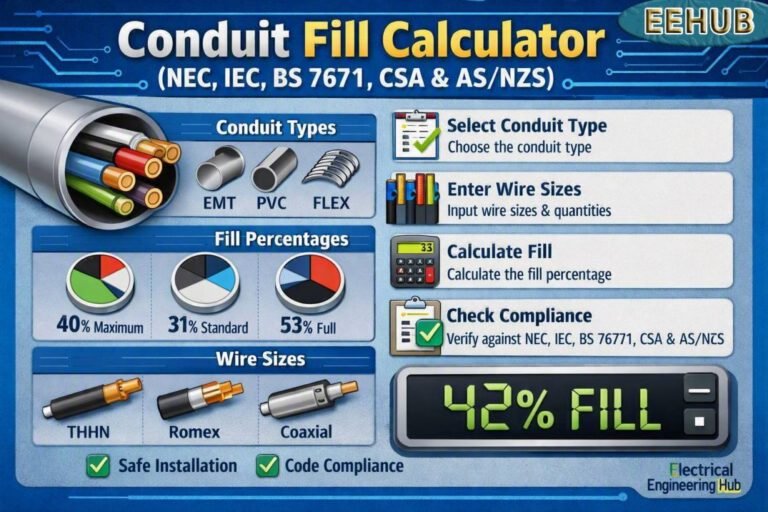 Conduit Fill Calculator (NEC, IEC, BS 7671, CSA & ASNZS)