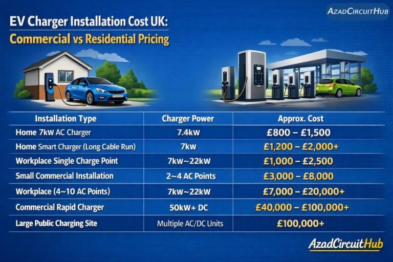 EV Charger Installation Cost UK Commercial vs Residential Pricing