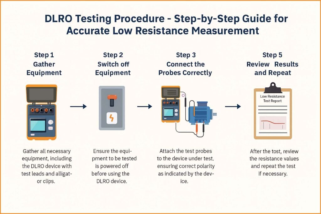DLRO Testing Procedure – Step-by-Step Guide for Accurate Low Resistance Measurement 1 DLRO Testing Procedure – Step-by-Step Guide for Accurate Low Resistance Measurement
