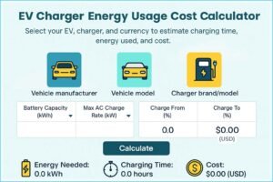 EV Charger Energy Usage Cost Calculator 2 EV Charger Energy Usage Cost Calculator EV Charger Energy Usage Cost Calculator