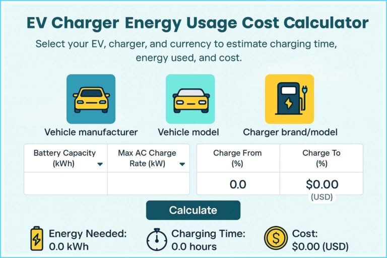 EV Charger Energy Usage Cost Calculator 1 EV Charger Energy Usage Cost Calculator
