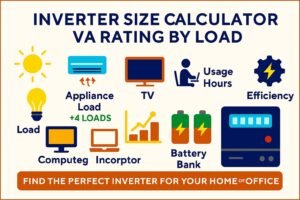 Inverter Size Calculator VA Rating by Load – Find the Perfect Inverter for Your Home or Office 2 Inverter Size Calculator VA Rating by Load – Find the Perfect Inverter for Your Home or Office Inverter Size Calculator VA Rating by Load – Find the Perfect Inverter for Your Home or Office