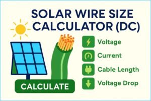 Solar Wire Size Calculator (DC): Best Solar Cable Sizing Tool 2 Solar Wire Size Calculator DC Solar Cable Sizing Tool Solar Wire Size Calculator (DC): Best Solar Cable Sizing Tool
