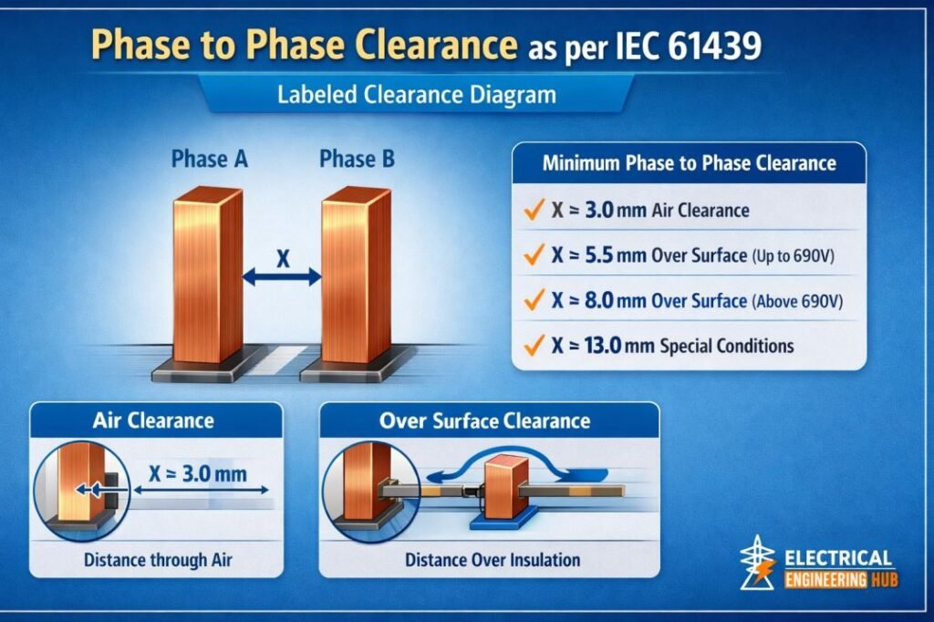Phase to Phase Clearance Labeled Clearance Diagram