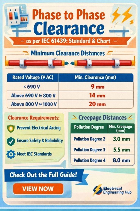 Phase to Phase Clearance as per IEC 61439: Standard & Chart 12 Phase to Phase Clearance as per IEC 61439 Standard & Chart