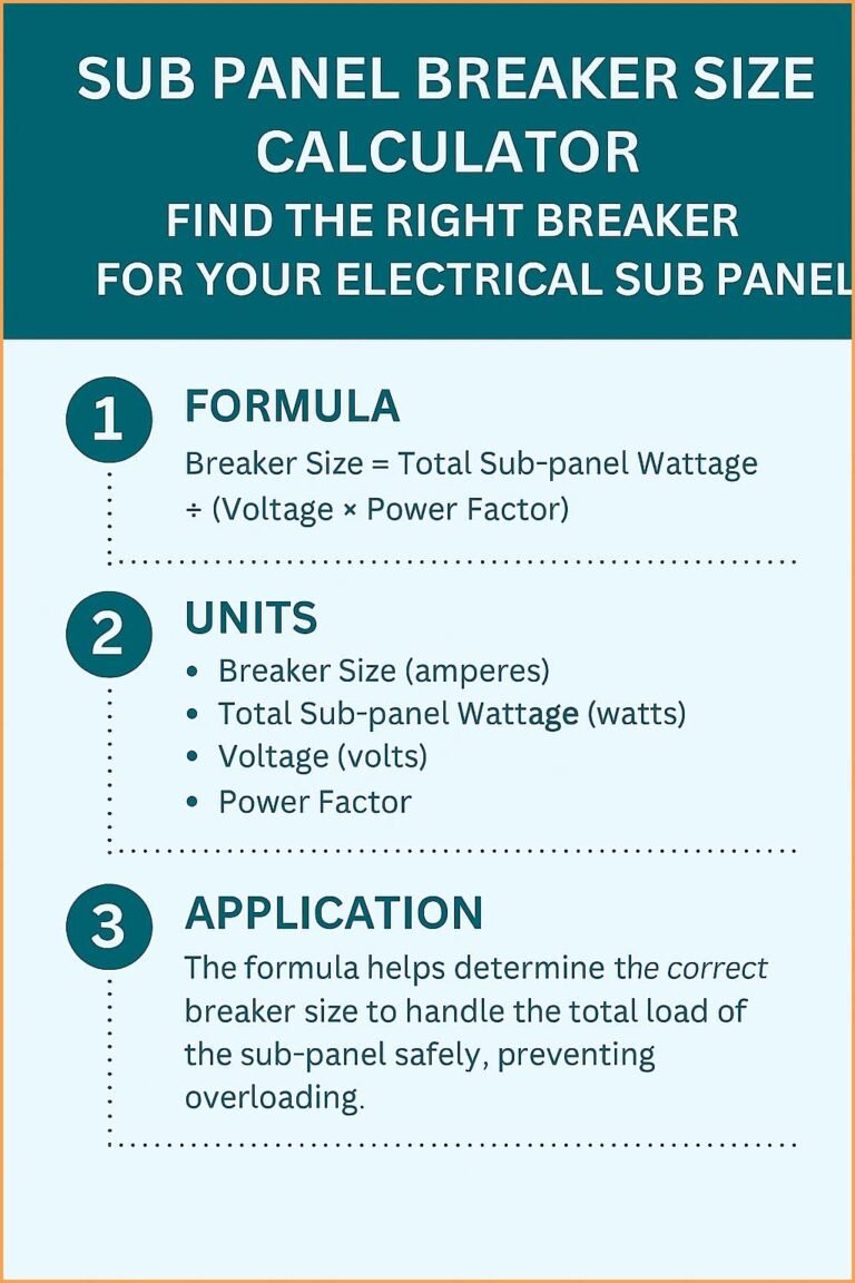 Sub Panel Breaker Size Calculator – Find the Right Breaker for Your Electrical Sub Panel 7 Sub Panel Breaker Size Calculator – Find the Right Breaker for Your Electrical Sub Panel