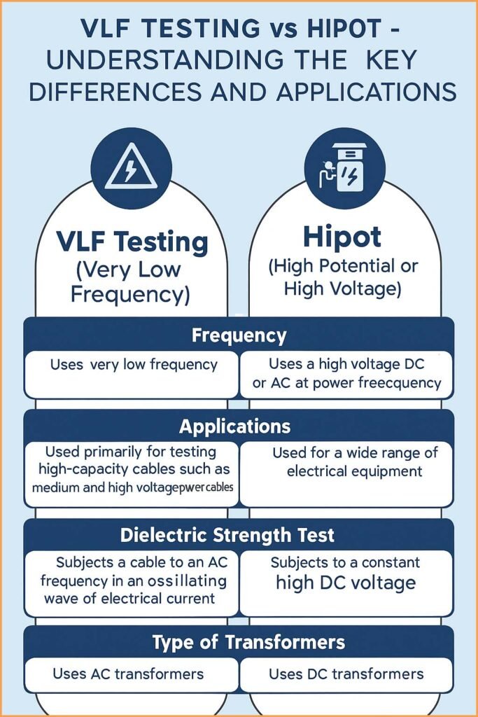 VLF Testing vs Hipot: Best Guide on Key Differences and Applications 1 VLF Testing vs Hipot – Understanding the Key Differences and Applications
