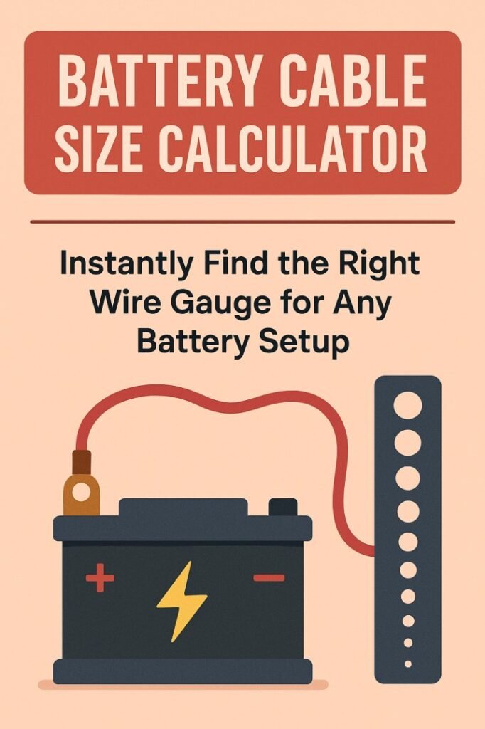 Battery Cable Size Calculator – Instantly Find the Right Wire Gauge for Any Battery Setup