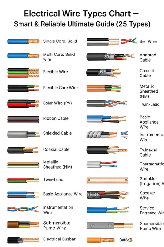 Electrical Wire Types Chart – Smart & Reliable Ultimate Guide (25 Types)