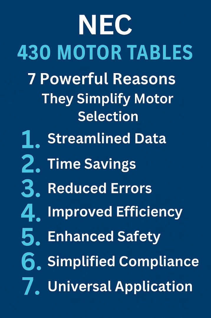 NEC 430 Motor Tables: 7 Powerful Reasons They Simplify Motor Selection 7 NEC 430 Motor Tables 7 Powerful Reasons They Simplify Motor Selection