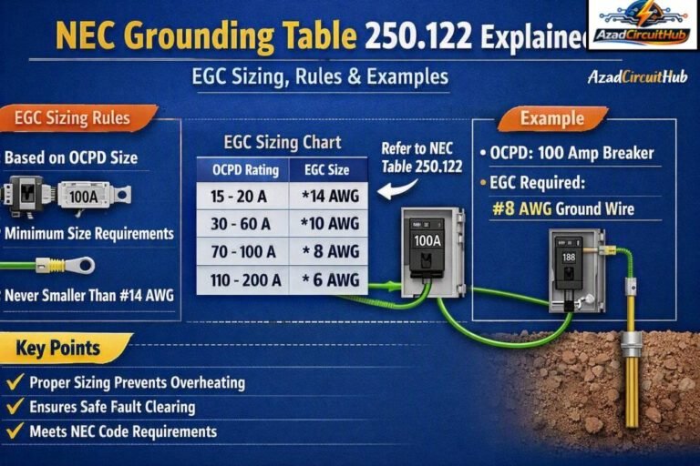 NEC Grounding Table 250.122 Explained EGC Sizing, Rules & Examples