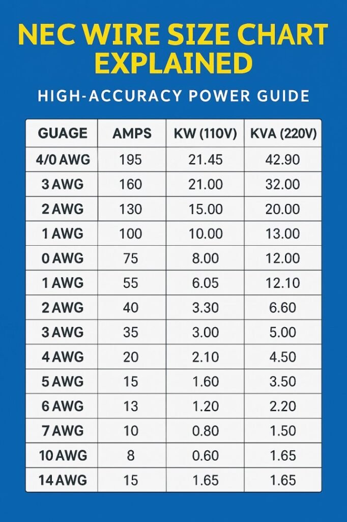 NEC Wire Size Chart Explained: Important Concepts 1 NEC Wire Size Chart Explained High-Accuracy Power Guide
