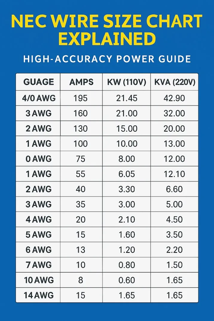NEC Wire Size Chart Explained: Important Concepts 2 NEC Wire Size Chart Explained High-Accuracy Power Guide