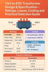 11kV to 415V Transformer Design & Specification – Ratings, Losses, Cooling and Practical Selection Guide