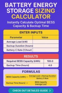 Home 24 Battery Energy Storage Sizing Calculator – Instantly Calculate Optimal BESS Capacity & Backup Time