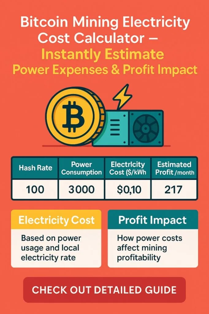 Bitcoin Mining Electricity Cost Calculator – Instantly Estimate Power Expenses & Profit Impact