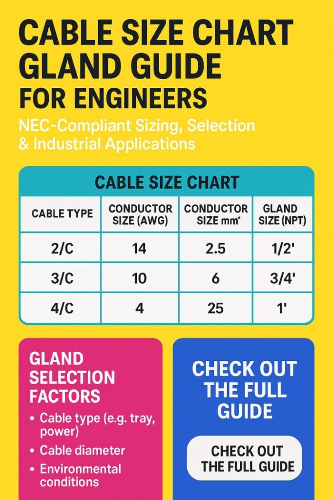 Cable Size Chart Gland Guide for Engineers: NEC-Compliant Sizing, Selection & Best Applications 1 Cable Size Chart Gland Guide for Engineers NEC-Compliant Sizing, Selection & Industrial Applications