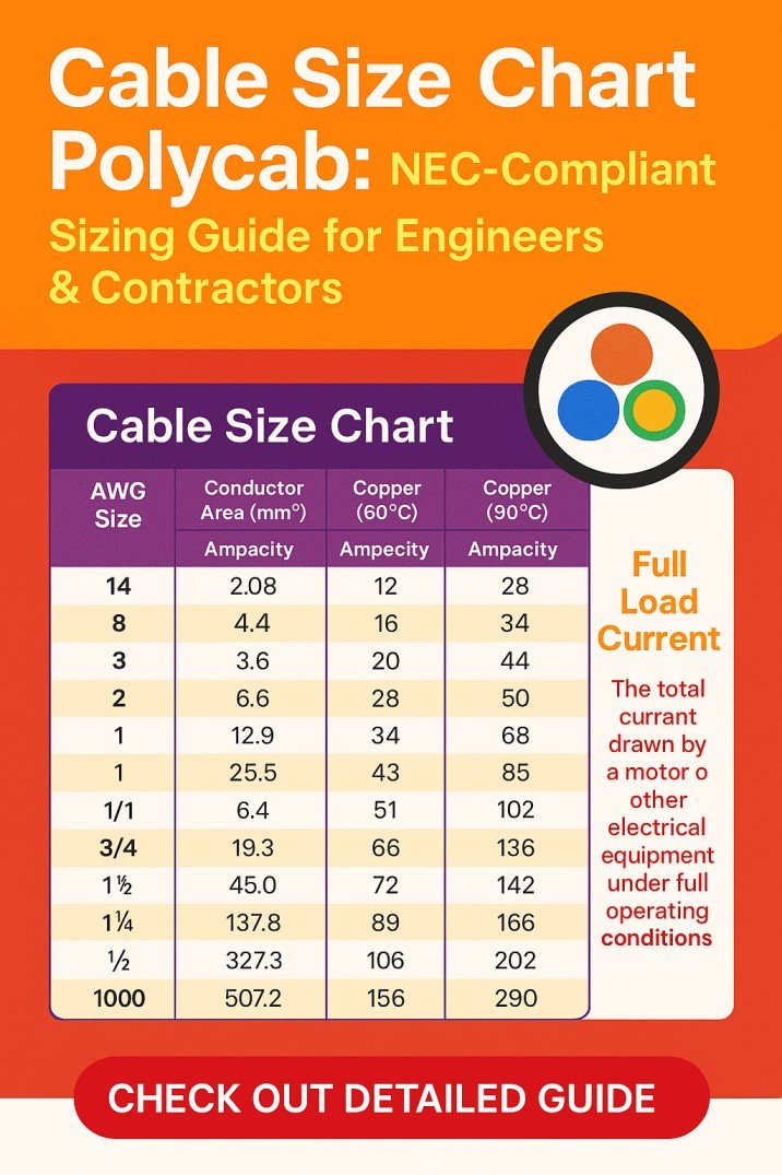 Cable Size Chart Polycab NEC-Compliant Sizing Guide for Engineers & Contractors