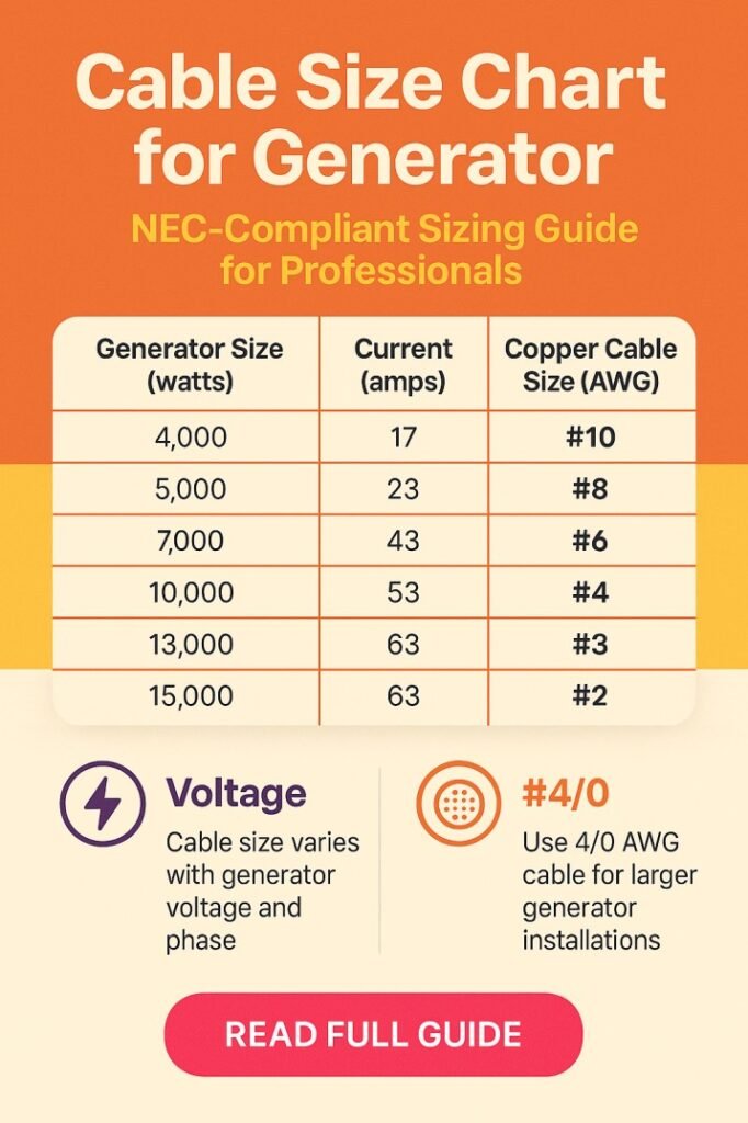 Cable Size Chart for Generator NEC-Compliant Sizing Guide for Professionals