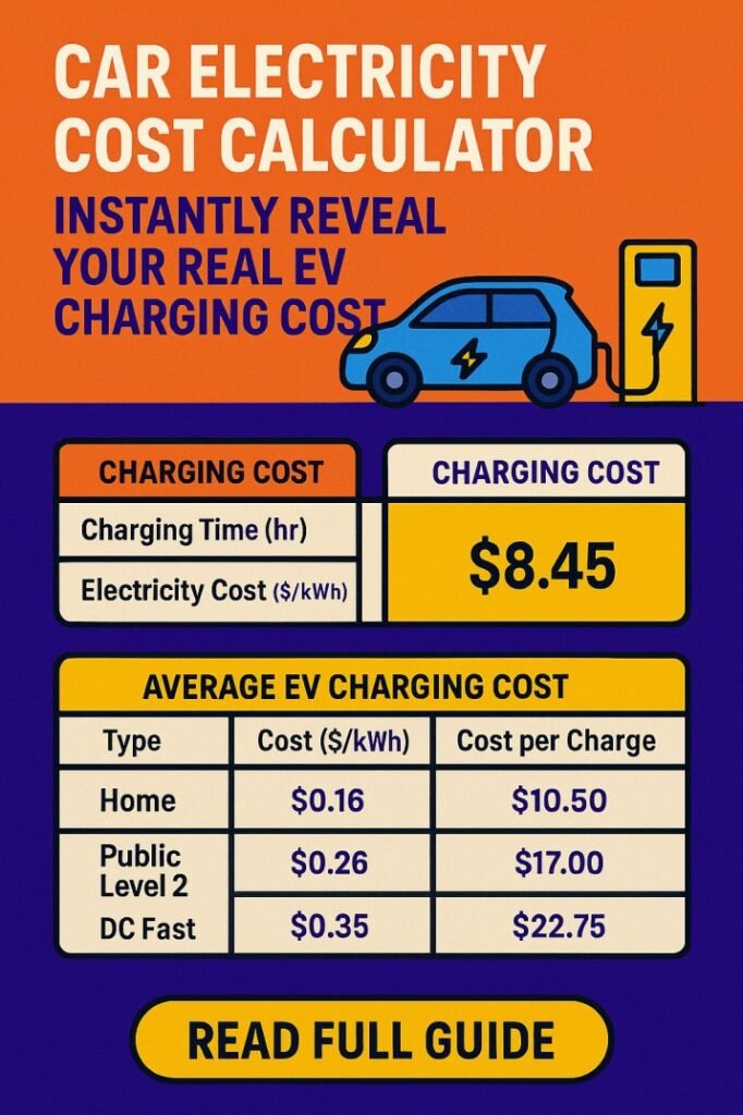 Car Electricity Cost Calculator – Instantly Reveal Your Real EV Charging Cost