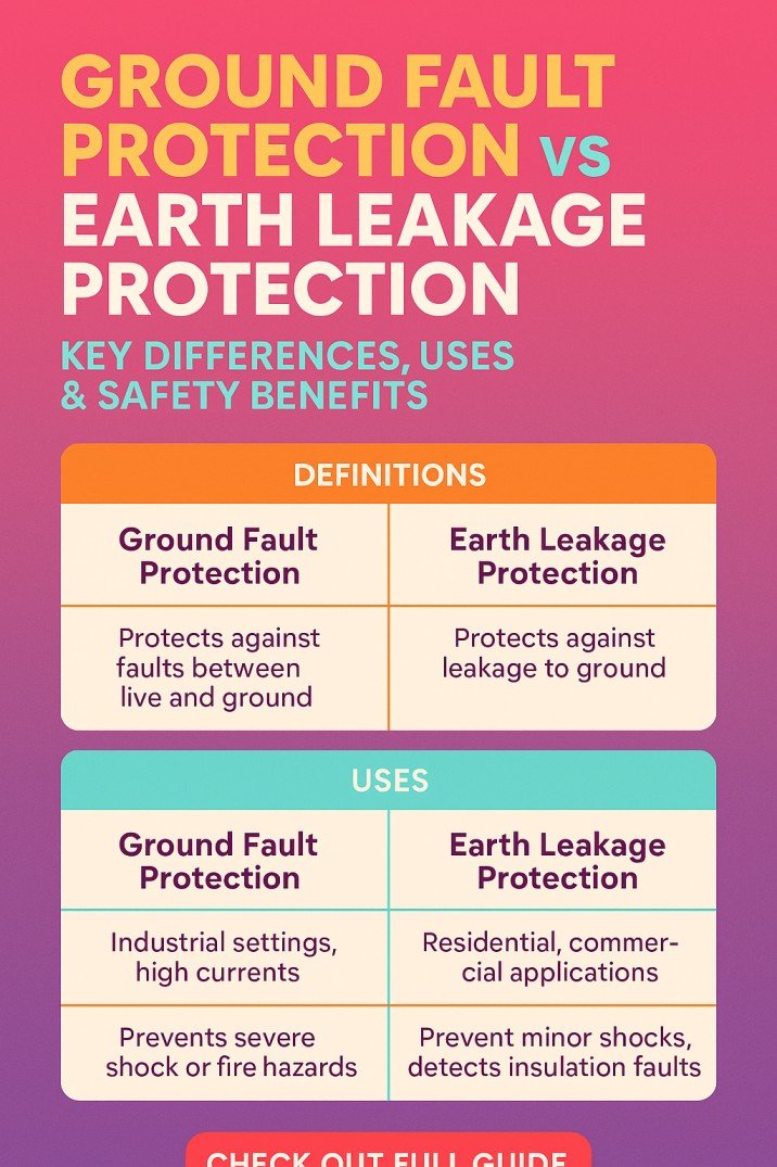 Ground Fault Protection vs Earth Leakage Protection: Key Differences, Uses & Safety Benefits 3 Ground Fault Protection vs Earth Leakage Protection: Key Differences, Uses & Safety Benefits