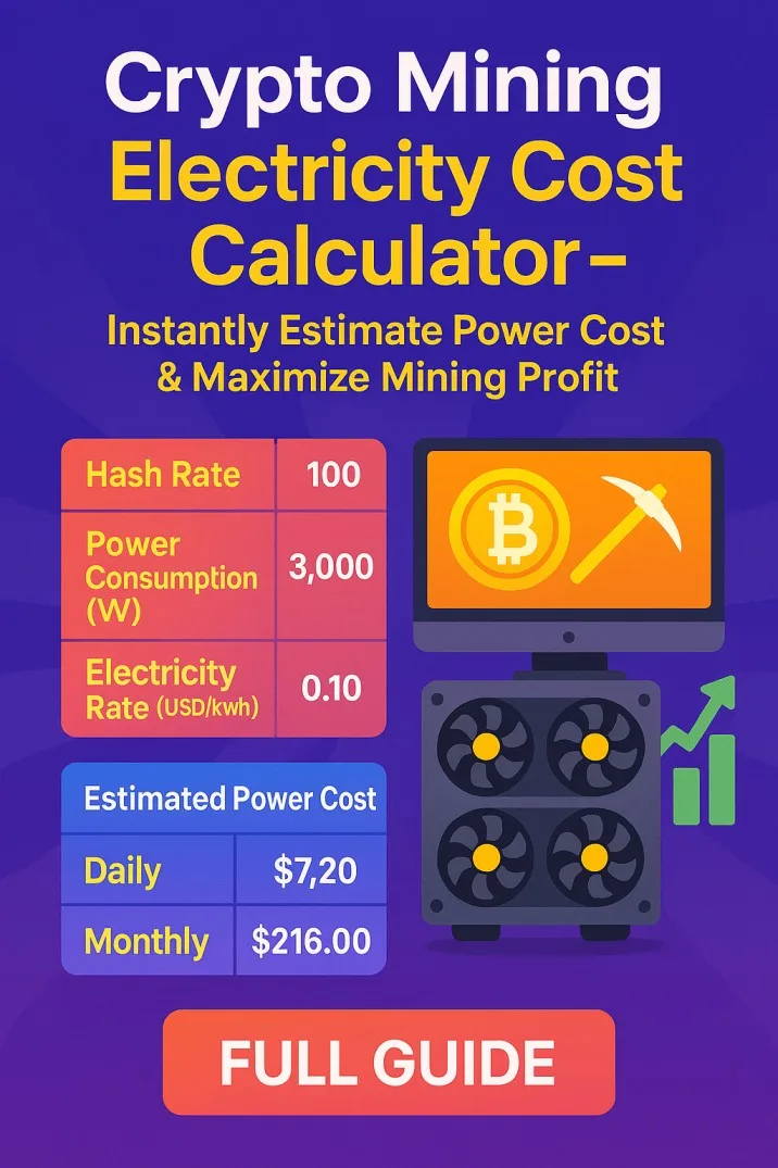 Crypto Mining Electricity Cost Calculator – Instantly Estimate Power Cost & Maximize Mining Profit
